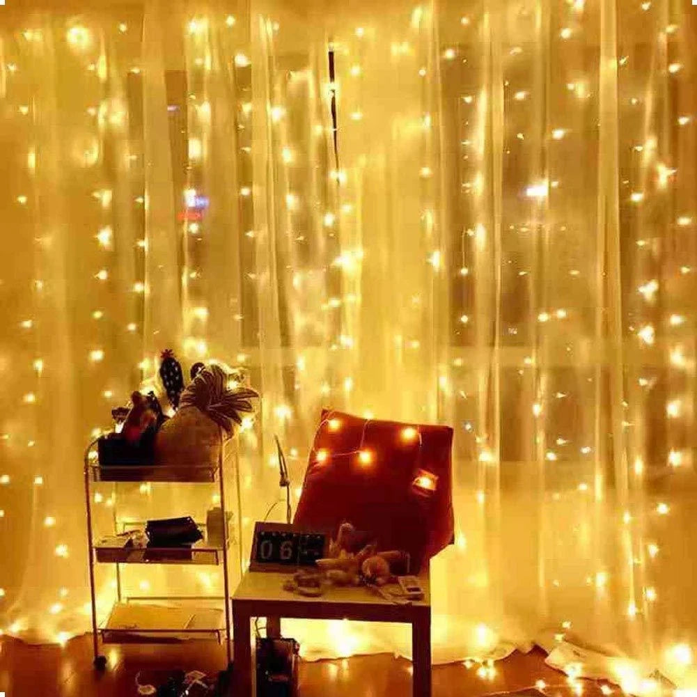 Christmas Lights Curtain Garland Merry Christmas