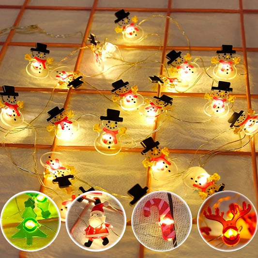 Santa Claus Snowman Christmas Fairy light string